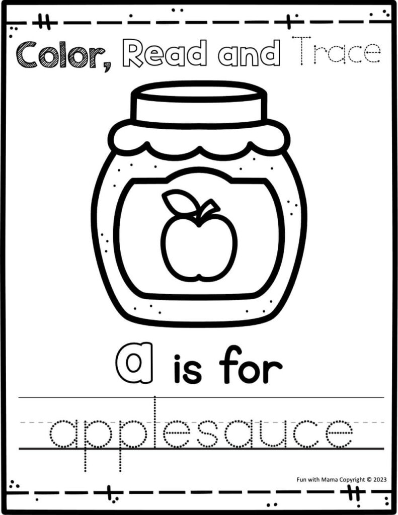 letter a worksheet trace and color