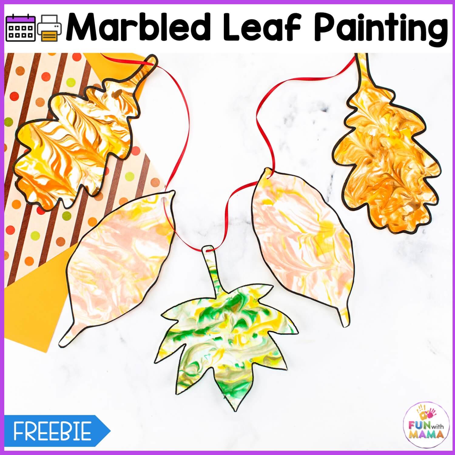marbled leaf painting with shaving cream