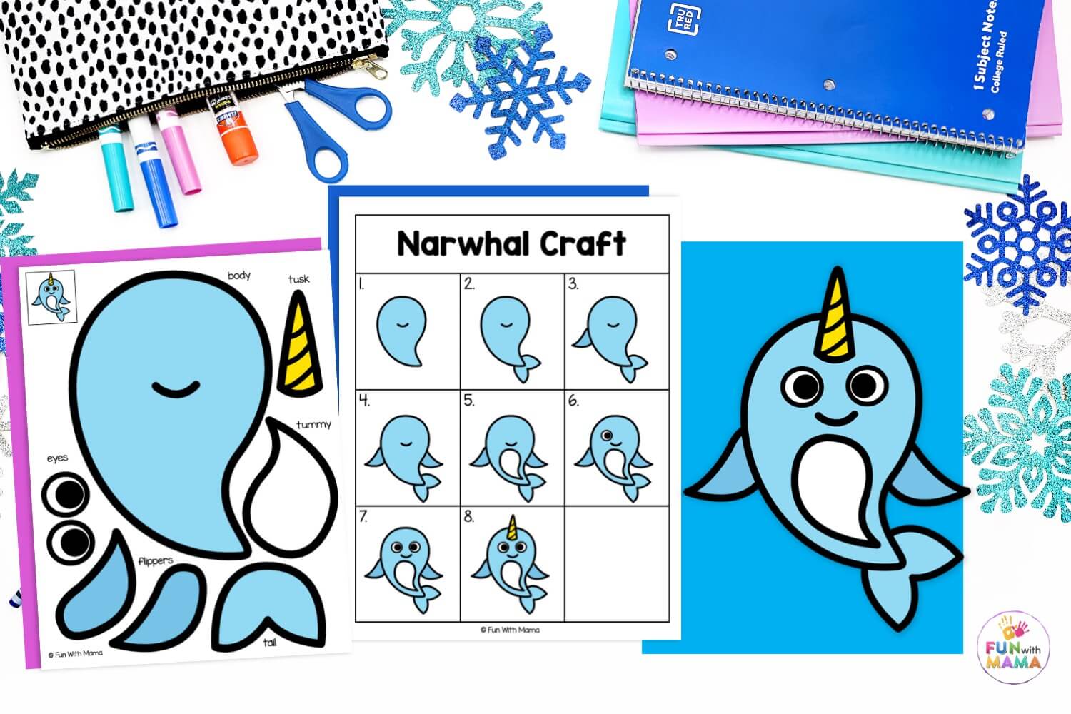 Free Narwhal Craft with 8 Step By Step Instructions