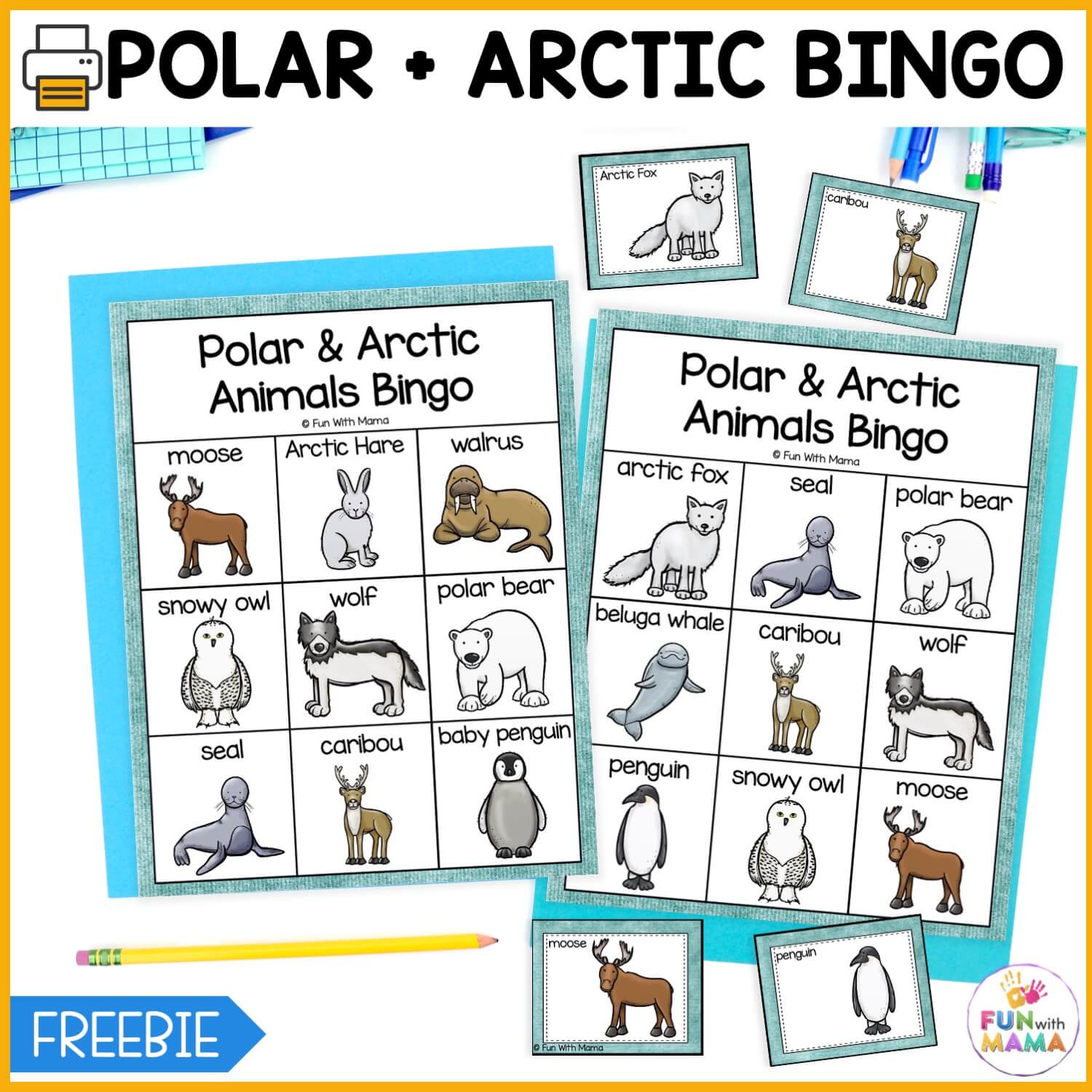 Free Antarctic and Arctic Animals Printables Packet for Preschool