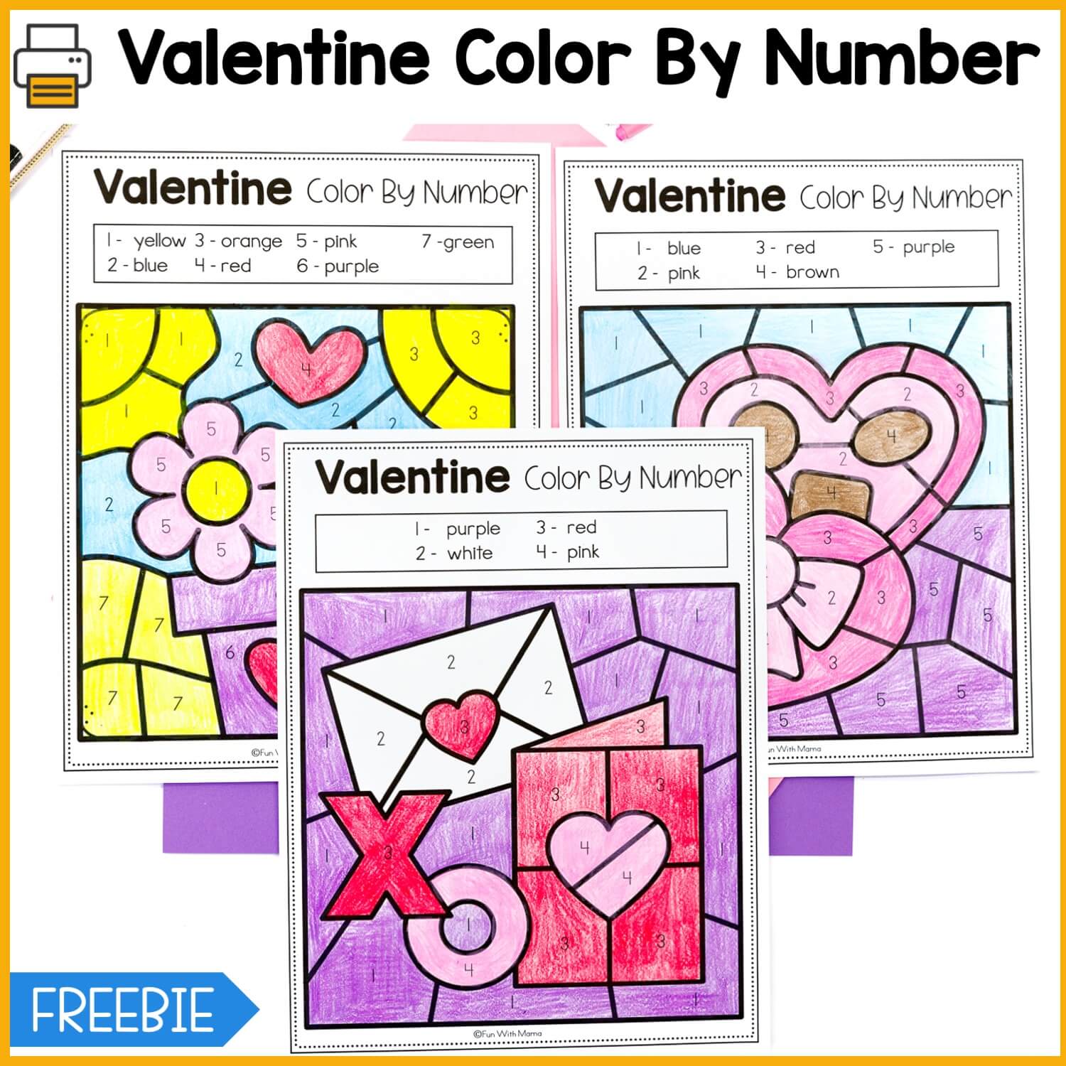 Free Valentine Color by Number