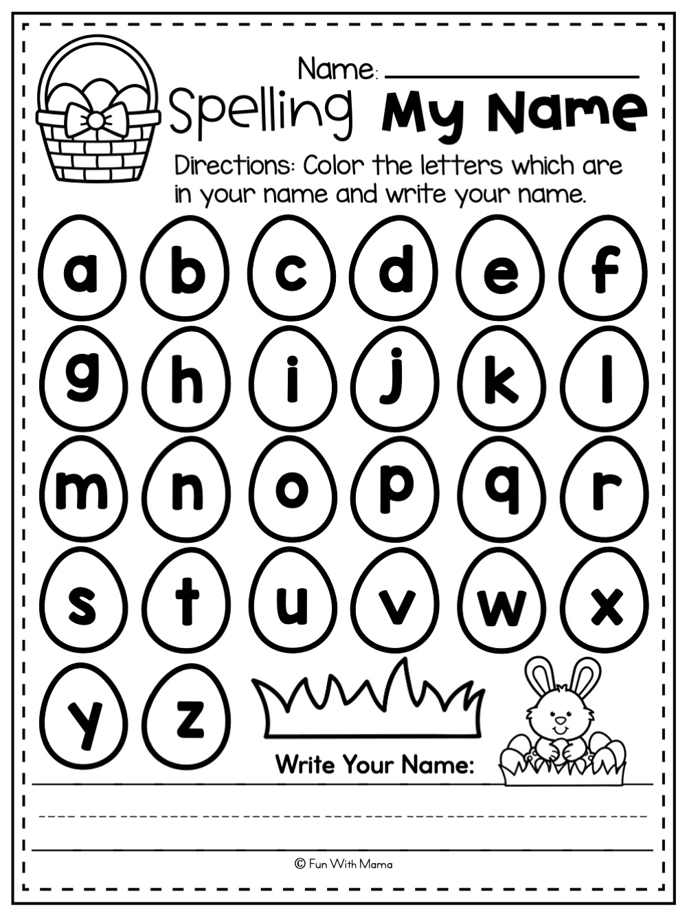 learn to spell your name worksheet