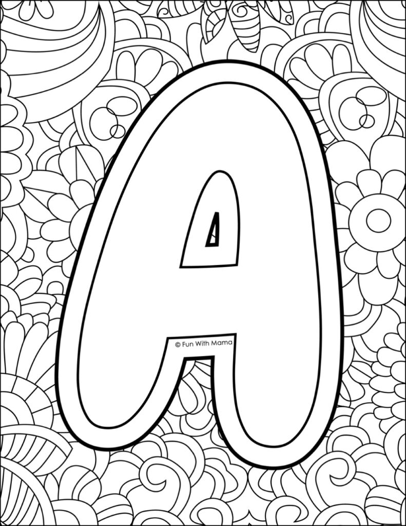 letter a with intricate floral design