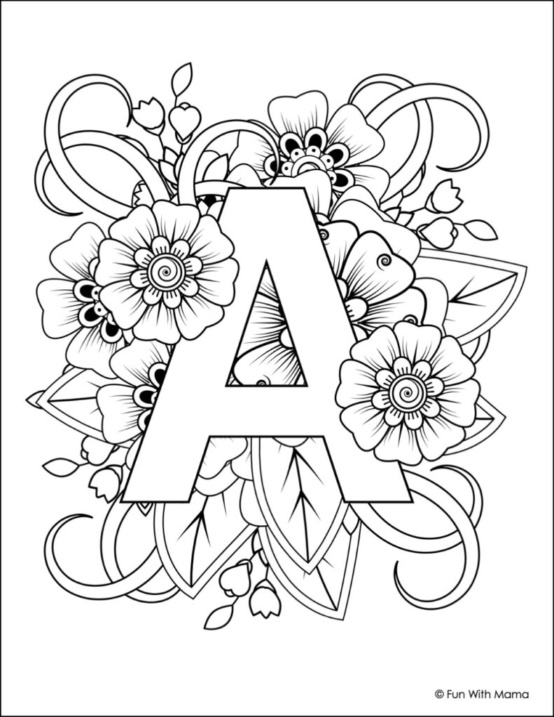 letter a with overlapping floral background