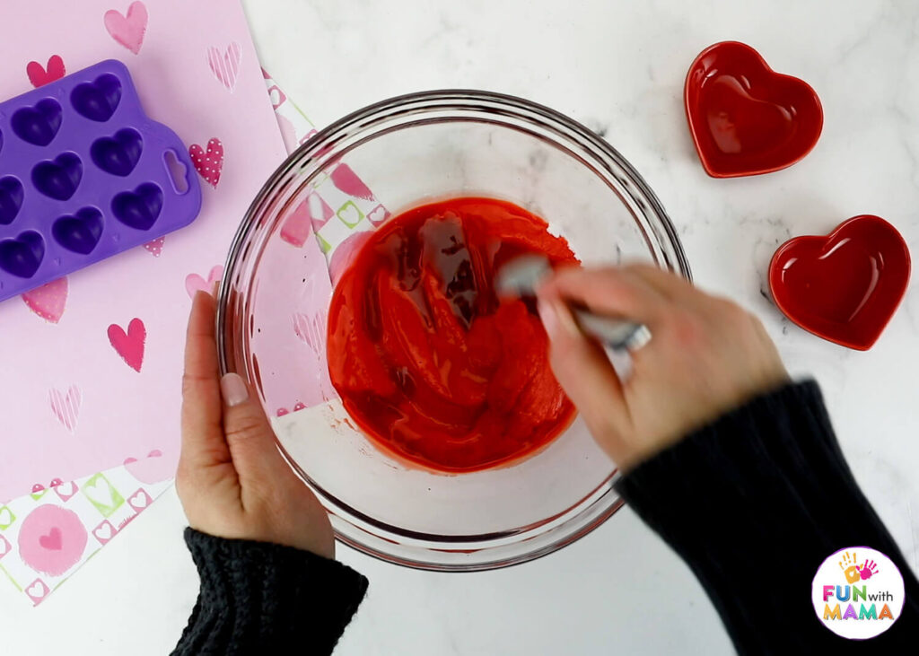 Mixture of baking soda, water, and red food coloring