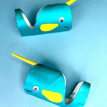 Narwhal made out of a toilet paper roll