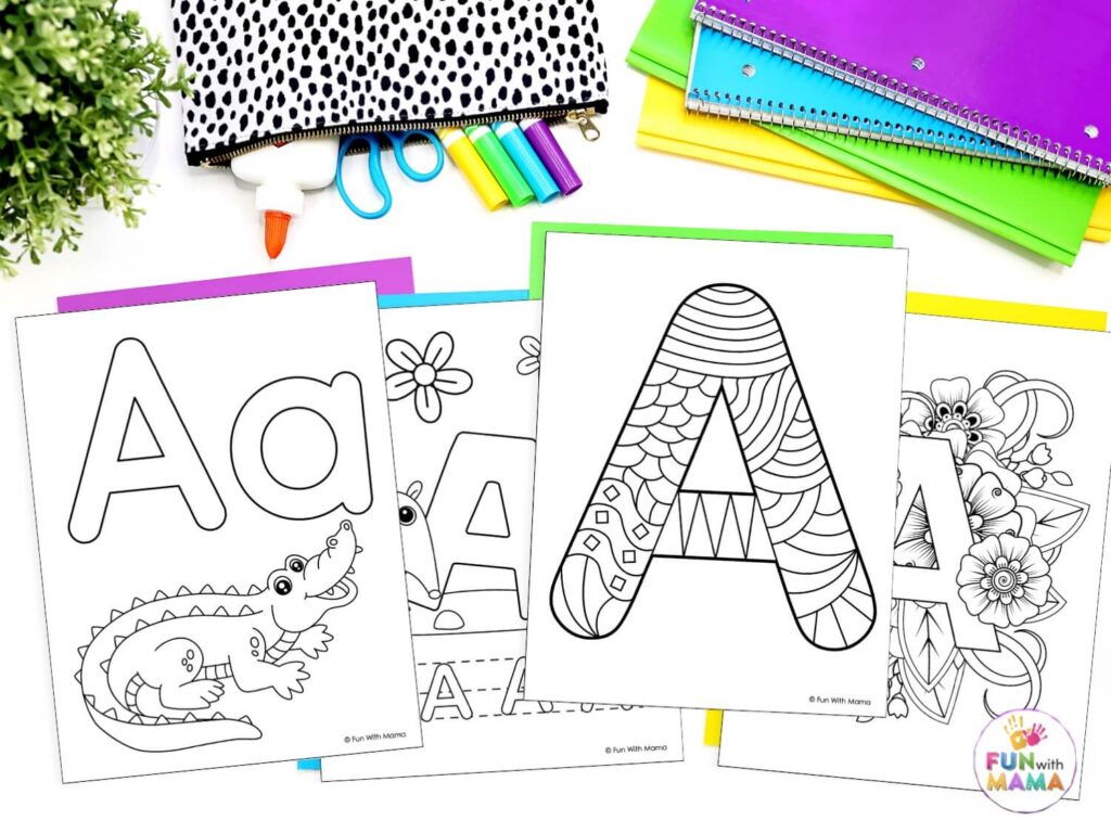free letter a coloring pages with 4 printable options