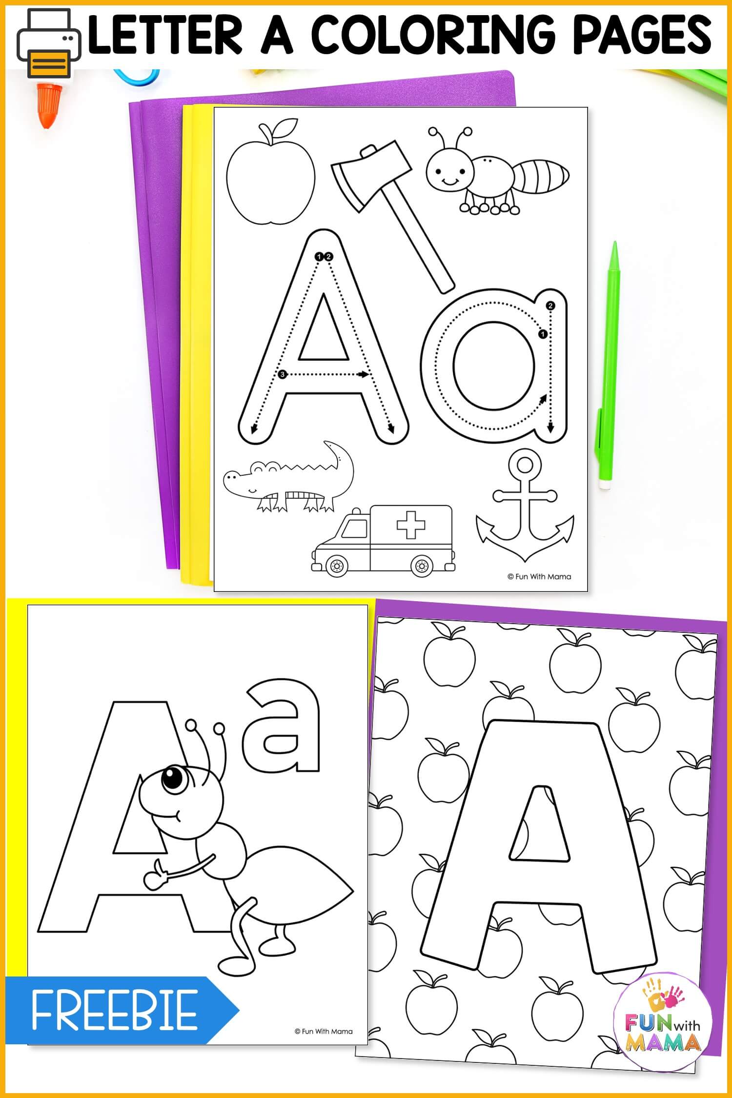 letter a coloring pages pin