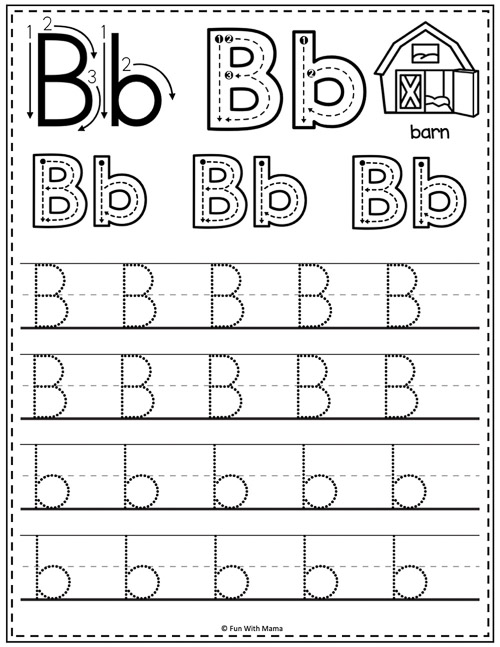 letter b tracing worksheets