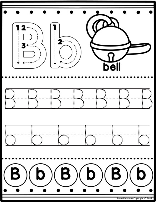 Trace the letter b worksheet