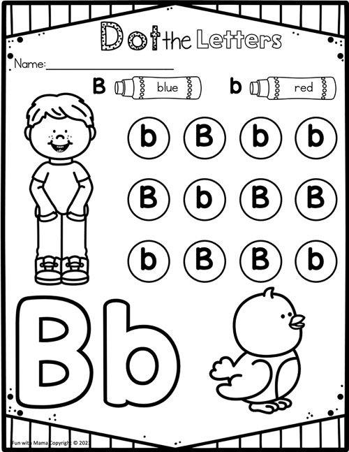 Dot the letter b worksheet