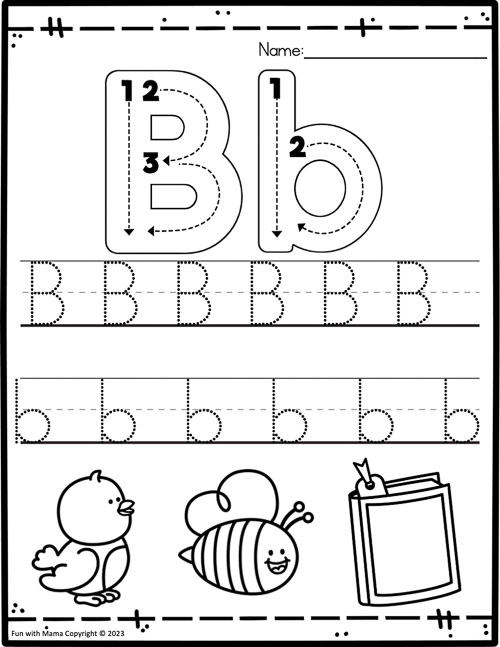 Trace the letter b worksheet