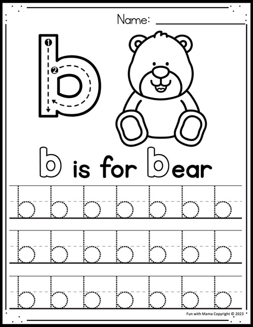B is for bear tracing page