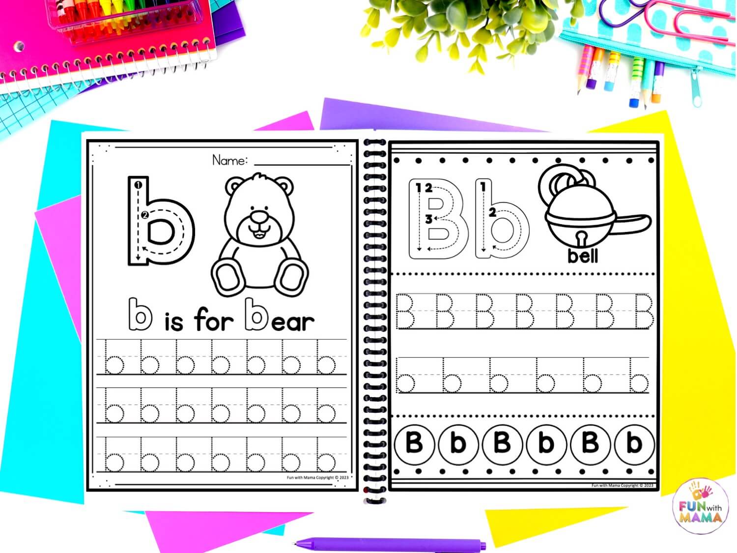Worksheet book with 2 'b-is-for' tracing pages