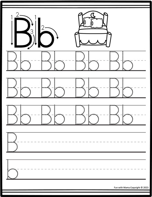 letter b tracing worksheet uppercase and lowercase