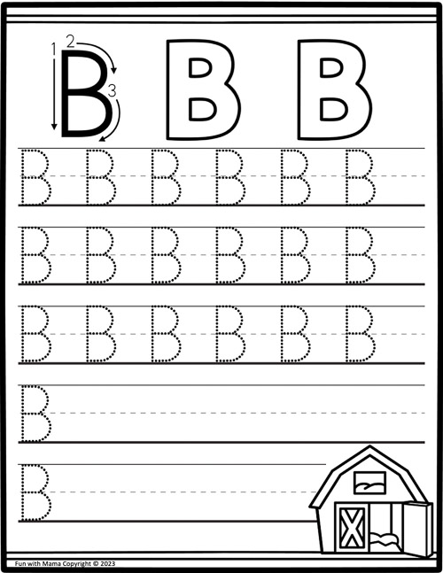 letter b tracing worksheet uppercase