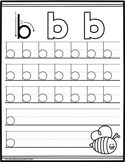 letter b tracing page lowercase