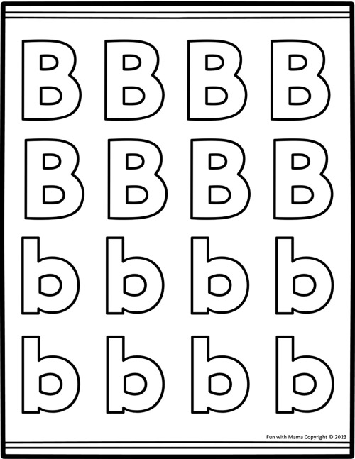 color in bubble letter b