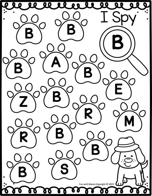 I spy letter b worksheet