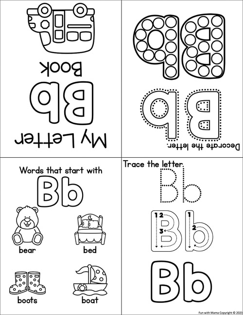 letter book with tracing, keywords and decorate the letter