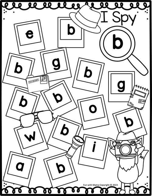 I spy letter b worksheet