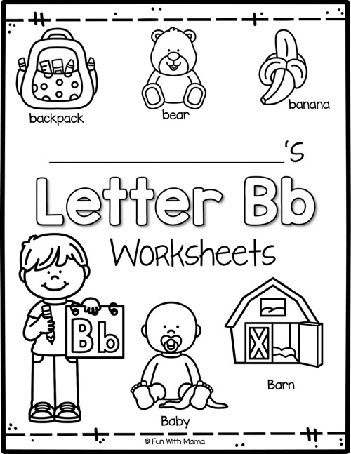 letter b worksheet coverpage