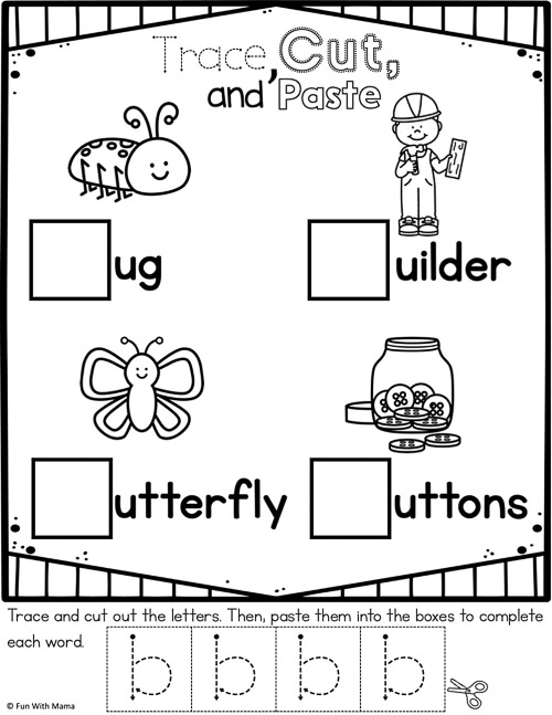 Trace, cut and paste worksheet