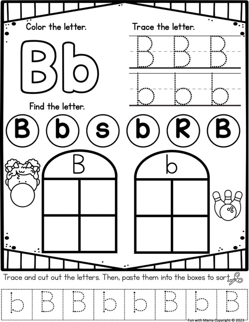 Color, trace and find the letter worksheet