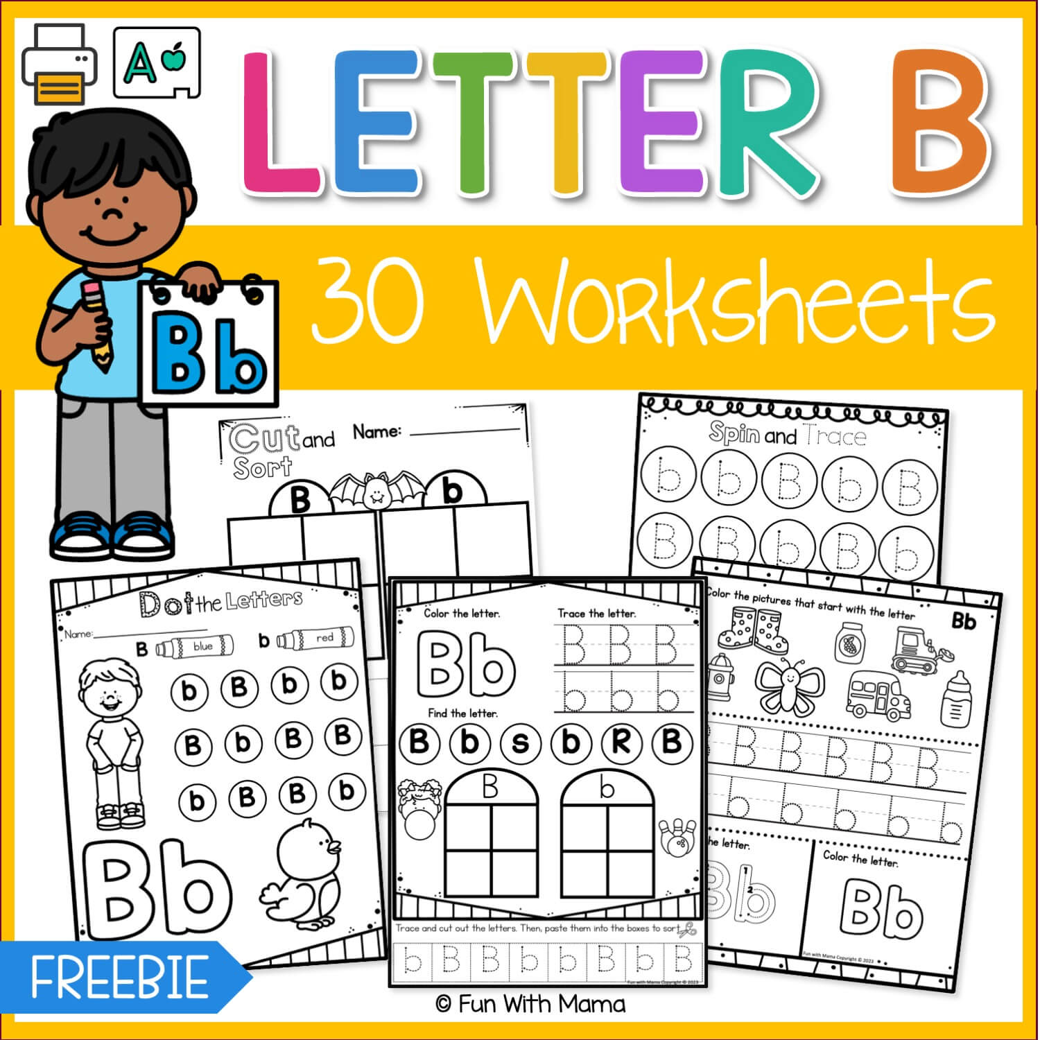 30 Free Letter B Worksheets Pinned Image