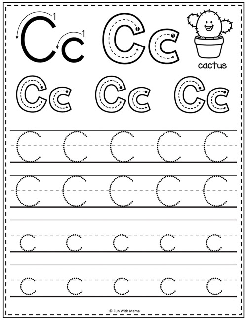 letter c tracing worksheets