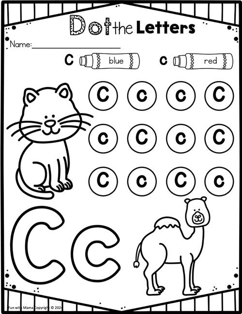dot the letters, uppercase and lowercase c