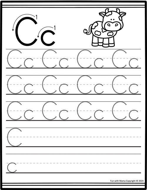 tracing practice letter c