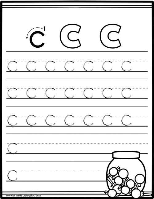 tracing practice letter c