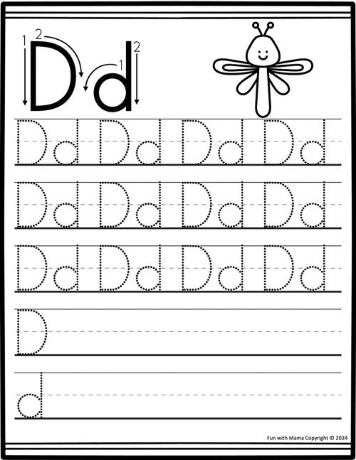 tracing page letter d 