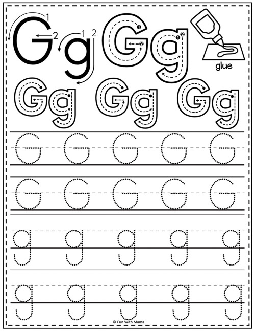 letter g tracing worksheets