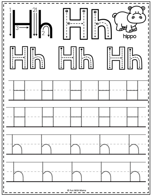 letter h tracing worksheets