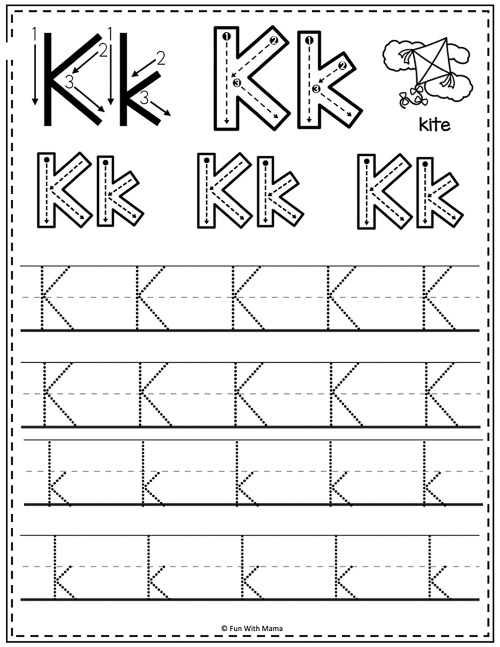 letter k tracing worksheets