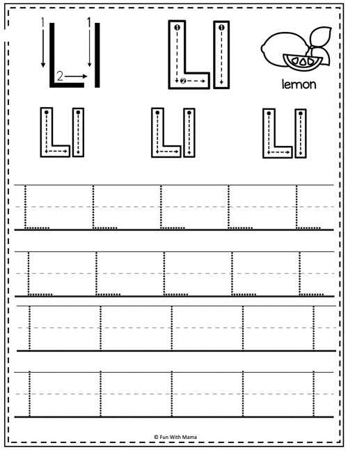 letter l tracing worksheets