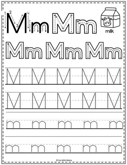 letter m tracing worksheets