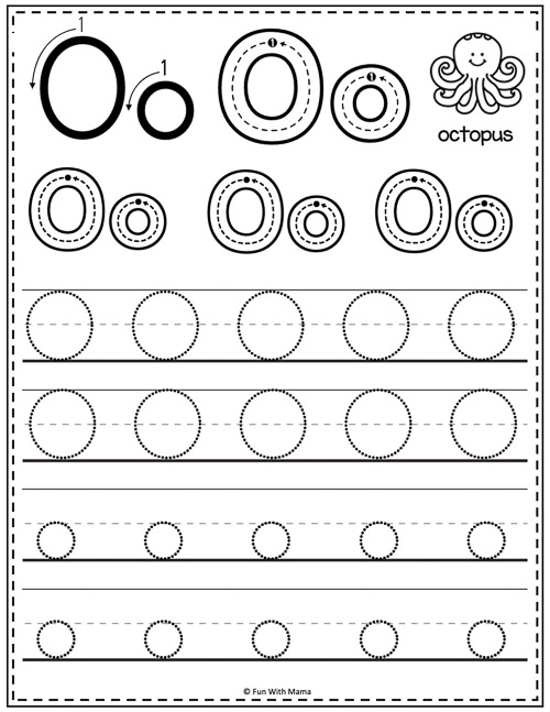 letter o tracing worksheets