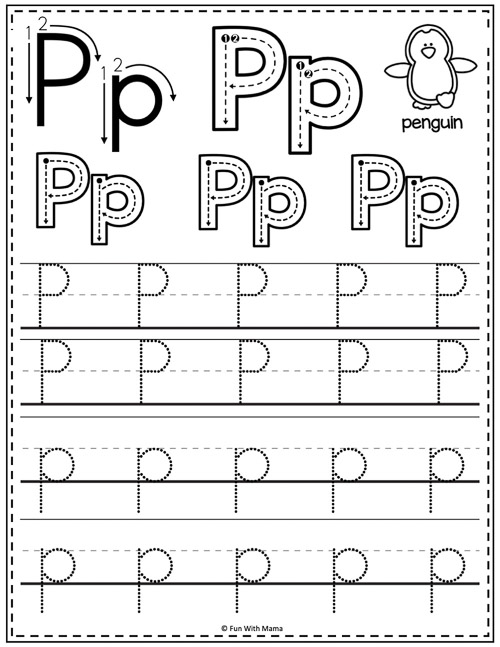 letter p tracing worksheets