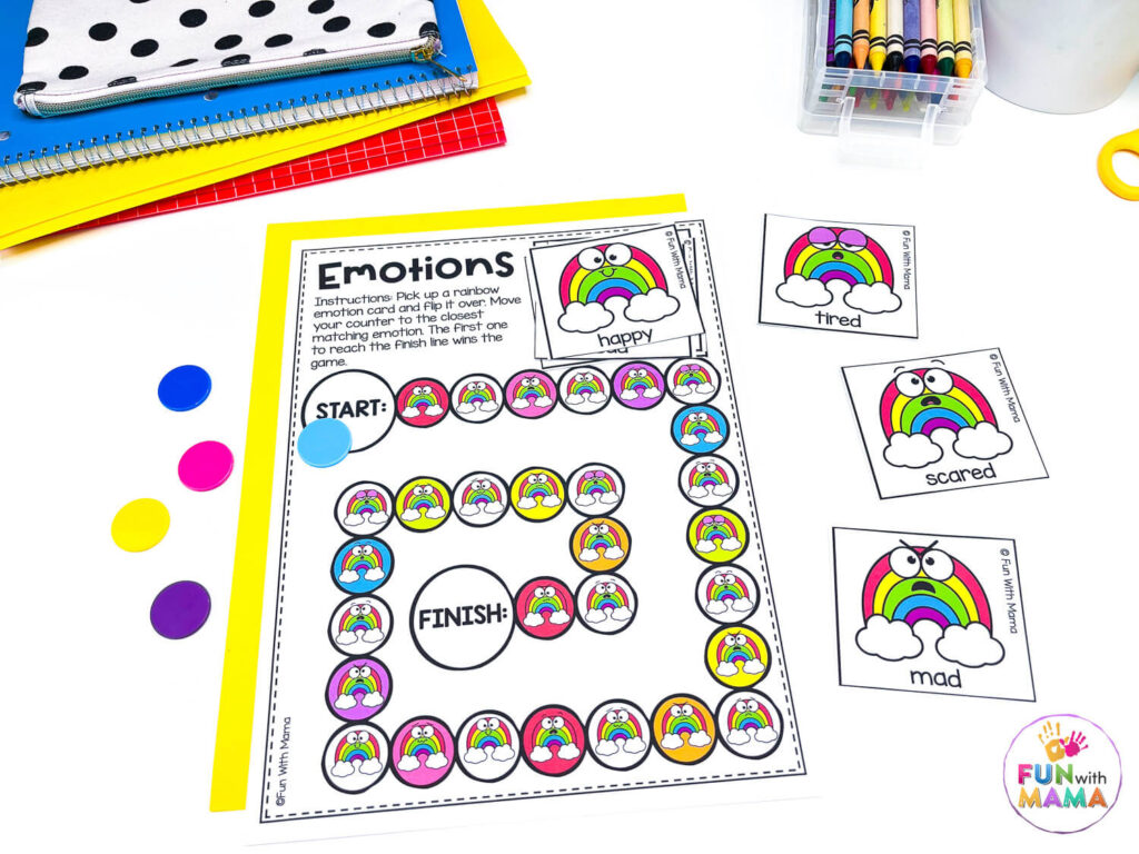 rainbow themed emotions worksheet