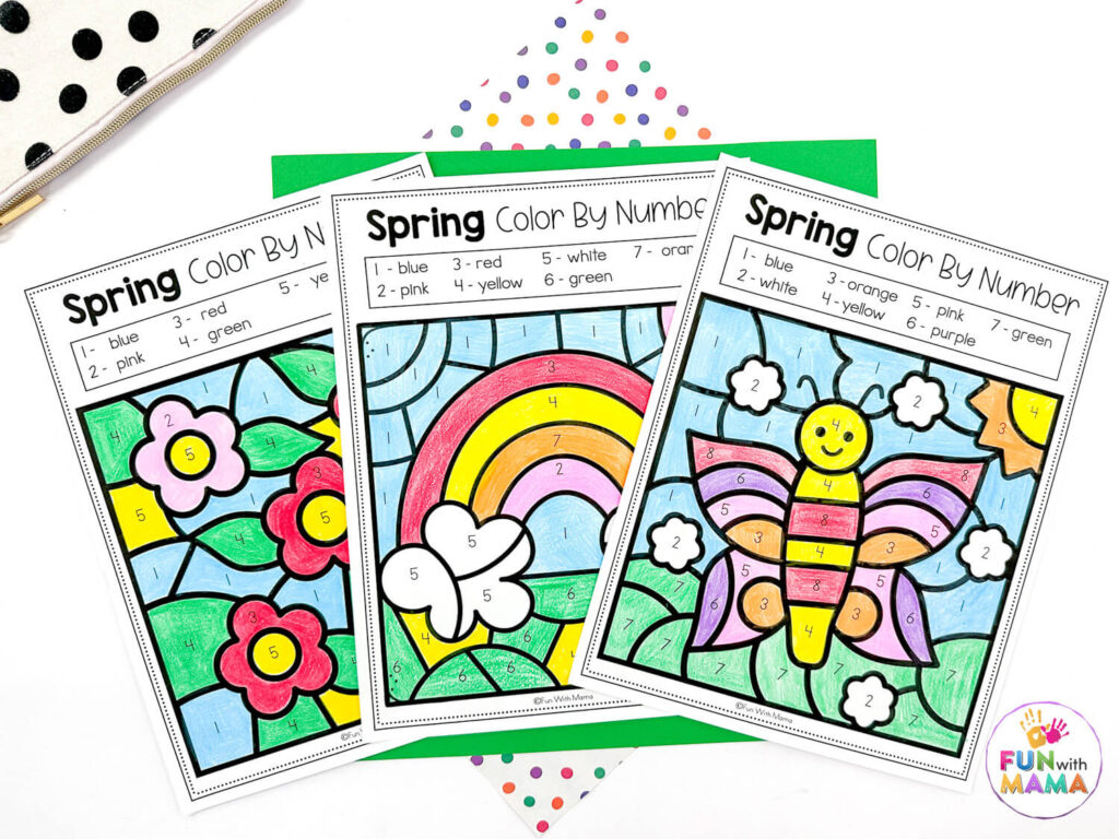spring color by number printables 2