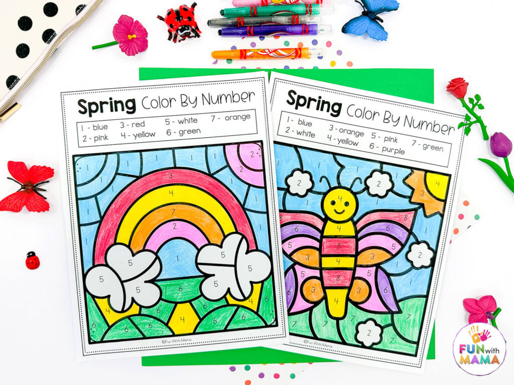 spring color by number printables 3