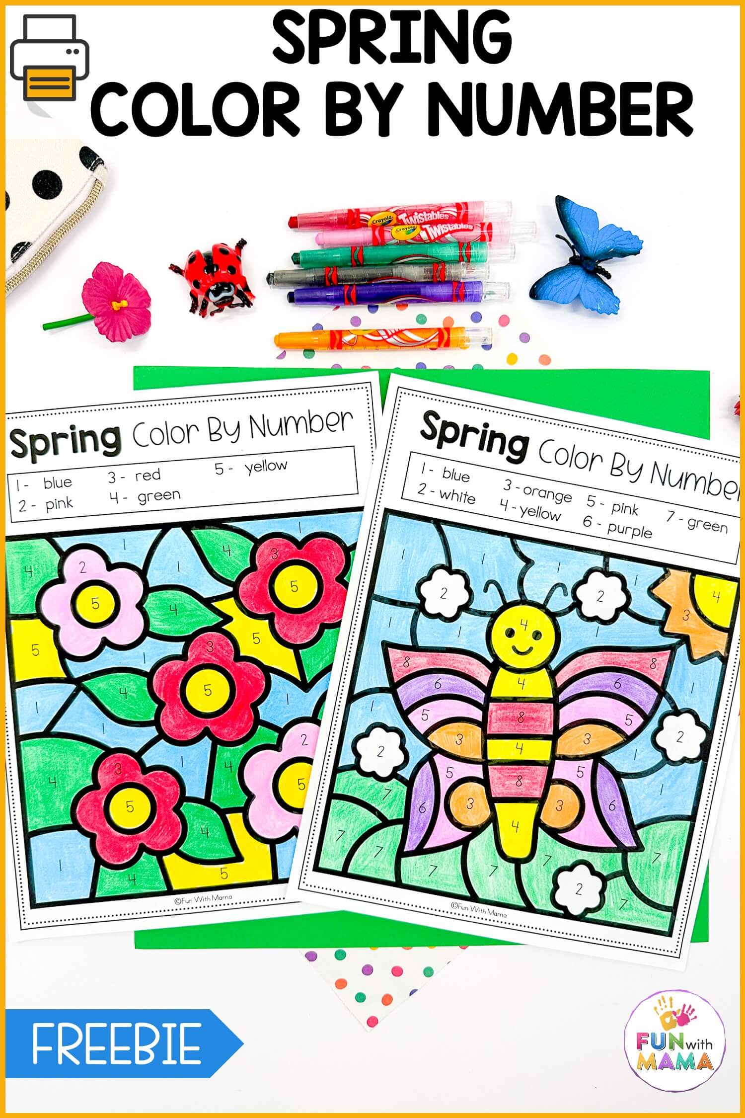spring color by number activities