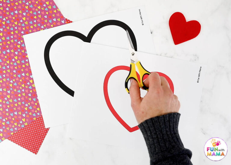 Heart Tissue Paper Suncatcher Craft + Free Heart Template - Fun with Mama