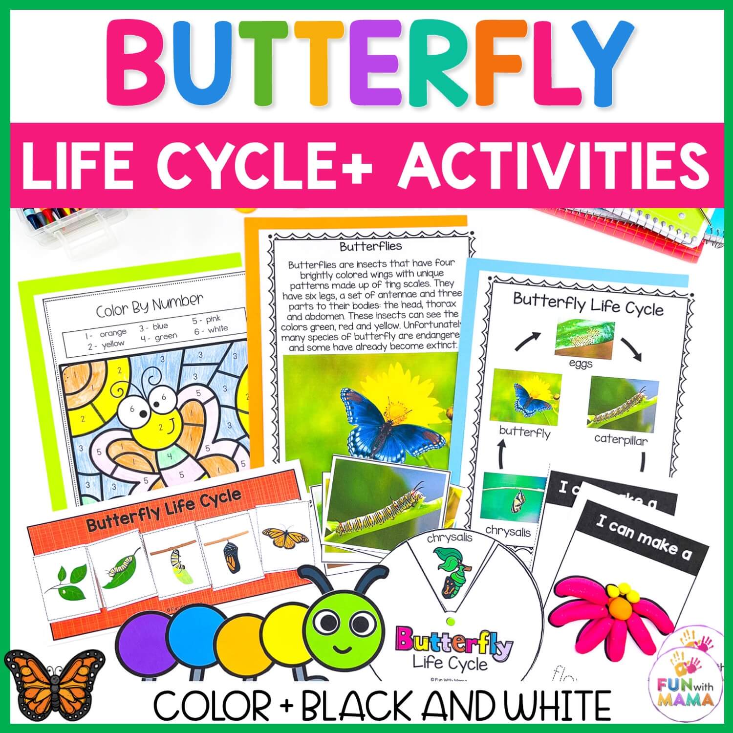 butterfly life cycle for kids pack
