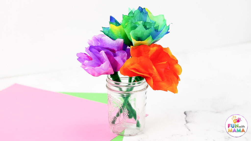 vase with coffee filter flowers