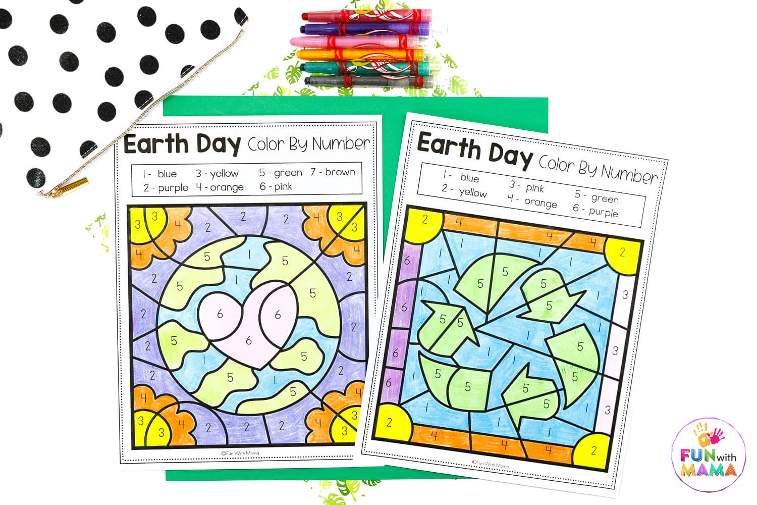 Earht day color by number printable pages color