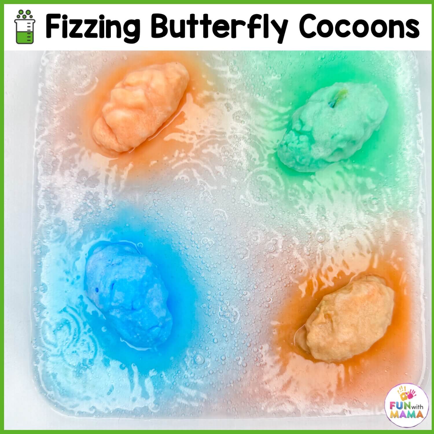 baking soda and vinegar fizzing butterfly science experiment